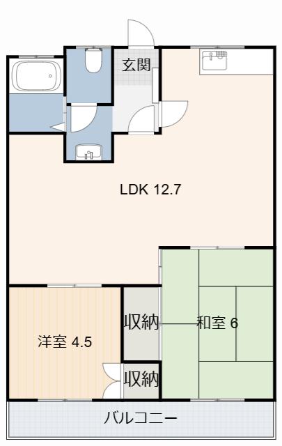 フローラルハイツ(2LDK/1階)の間取り写真