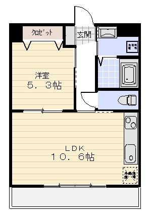 塔世西裏MSビル(1LDK/5階)の間取り写真