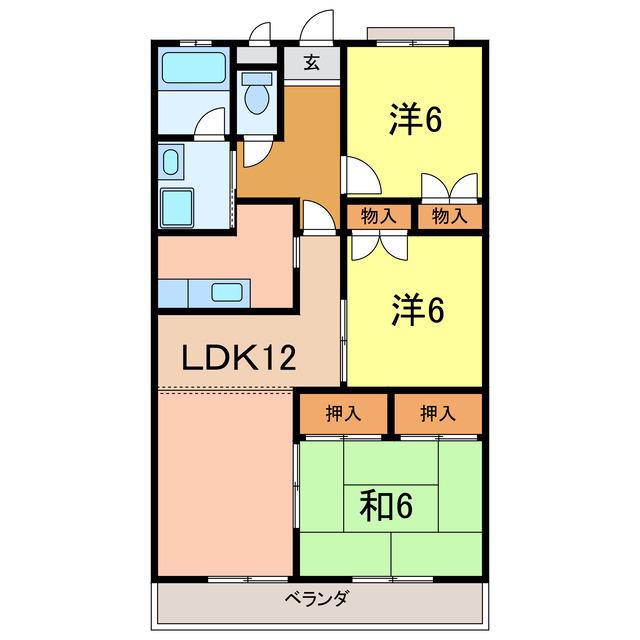 ニュークリーンシティ(3LDK/1階)の間取り写真