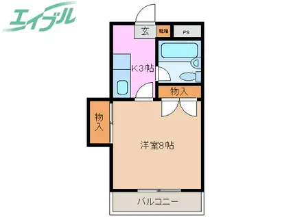 中部マンション(1K/1階)の間取り写真