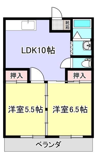 浦田ハイツ(2LDK/1階)の間取り写真