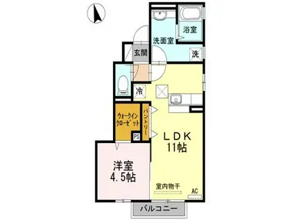 ルークス(1LDK/1階)の間取り写真