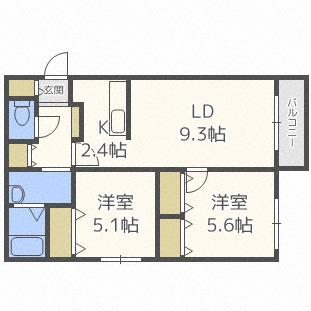 パラッツオN11(2LDK/3階)の間取り写真