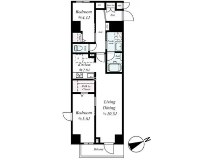 ヴェルデ若葉(2LDK/2階)の間取り写真