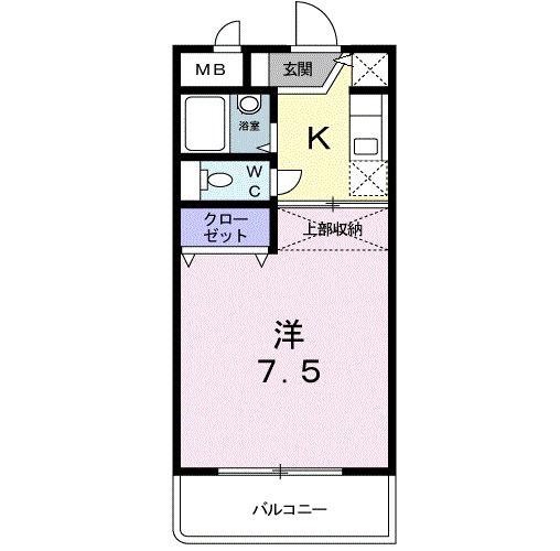 ウェルス三ヶ田(1K/1階)の間取り写真