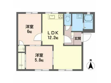 フレグランス関谷 A棟(2LDK/1階)の間取り写真