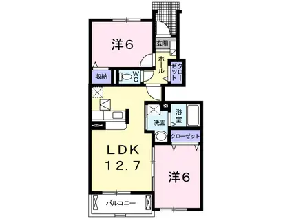 ベル・レベッカ(2LDK/1階)の間取り写真