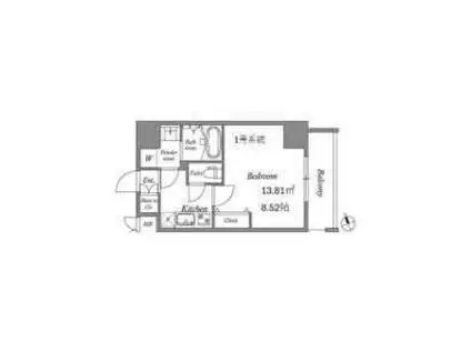 レジデンシア泉I(1K/2階)の間取り写真