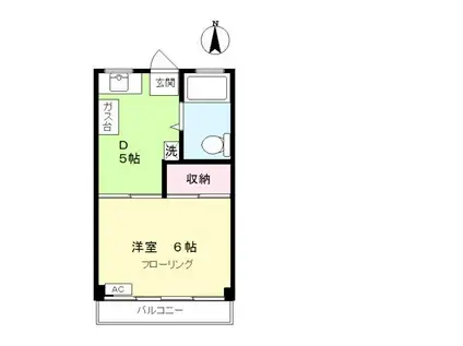 神庭コーポ(1DK/3階)の間取り写真