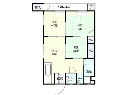 島マンション(3DK/2階)の間取り写真