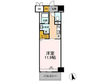 ベルオレイル(1K/7階)の間取り写真