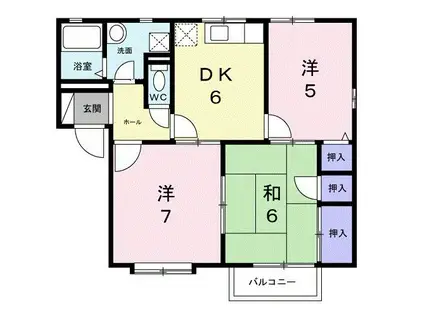 グレイスコートI (3DK/2階)の間取り写真