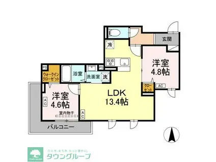 セレスティア南花畑III(2LDK/1階)の間取り写真