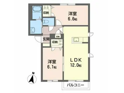 ディアスOT(2LDK/2階)の間取り写真