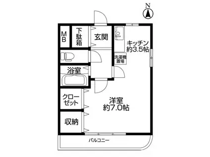 KSハイム(ワンルーム/7階)の間取り写真