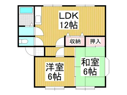 柳コーポ B(2LDK/1階)の間取り写真