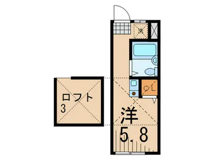 上馬ウエスト(ワンルーム/2階)の間取り写真