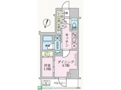 ARKMARK方南町STA(1DK/4階)の間取り写真