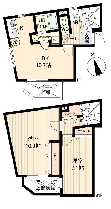 LIVEFLAT戸越(2LDK/B1階)の間取り写真