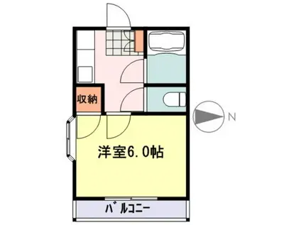メゾンフジII(1K/1階)の間取り写真