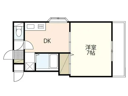 ライズ堺町(1DK/2階)の間取り写真