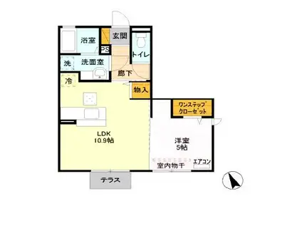 ハピネス 福富町(1LDK/1階)の間取り写真