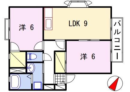 サンビレッジ阿成(2LDK/1階)の間取り写真