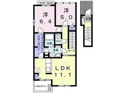 フェトルライフI(2LDK/2階)の間取り写真