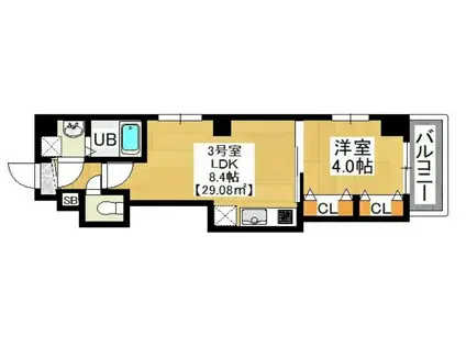 GRAND千葉中央(1LDK/3階)の間取り写真