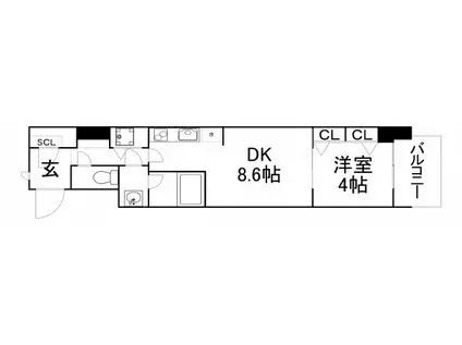 スプランディッド淀屋橋DUE(1LDK/5階)の間取り写真