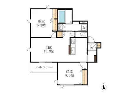 THE RITZ 中柴(2LDK/3階)の間取り写真