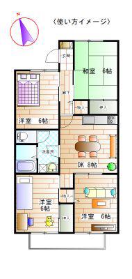 セジュール桂A・B(4DK/2階)の間取り写真