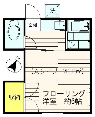 サンフォレスタ岩岡(1K/2階)の間取り写真