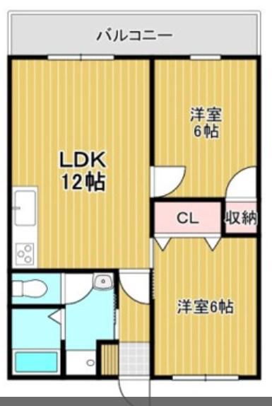 サンライフ山中(2LDK/1階)の間取り写真