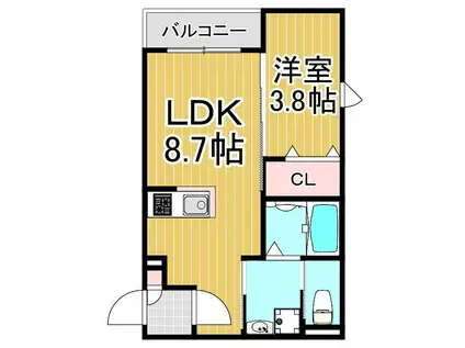AMALFIアマルフィ(1LDK/2階)の間取り写真
