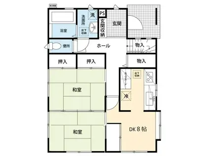 シャルール妻田(2DK/1階)の間取り写真