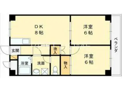 ヴァンベール青山(2DK/1階)の間取り写真