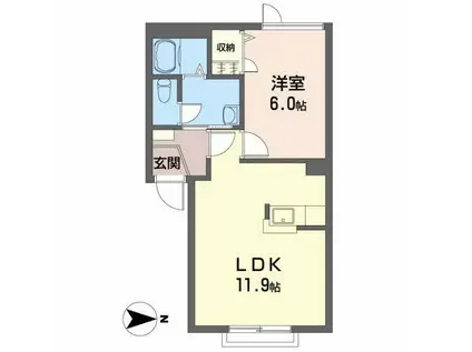 シャーメゾンロティスII(1LDK/2階)の間取り写真