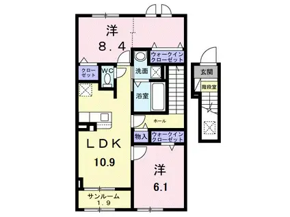 メゾンドラーゴ(2LDK/2階)の間取り写真