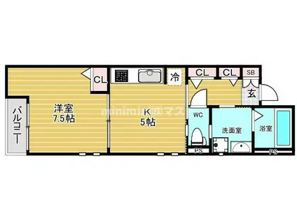 シャーメゾンHALEGLASS(1DK/1階)の間取り写真