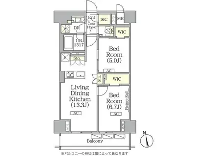 ザ・パークハビオ神楽坂レジデンスサウス(2LDK/10階)の間取り写真
