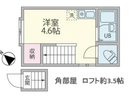 レジデンス高田馬場(ワンルーム/2階)の間取り写真