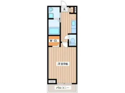 ウルス花京院A(1K/3階)の間取り写真