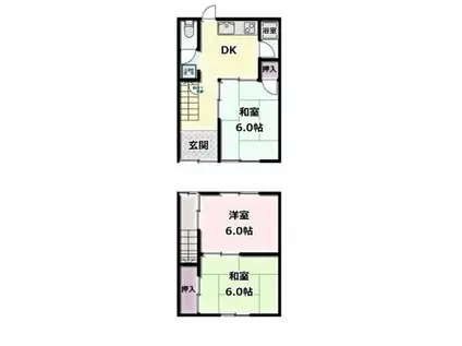 ＪＲ山陽本線 福山駅 徒歩25分 2階建 築49年(3DK/1階)の間取り写真