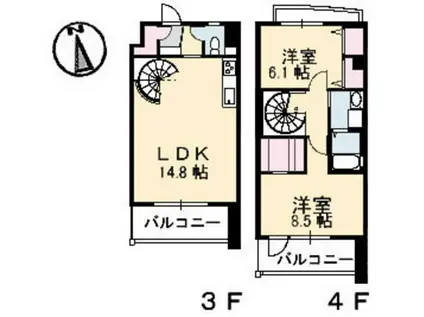 エルカーサニッシャラ(2LDK/3階)の間取り写真