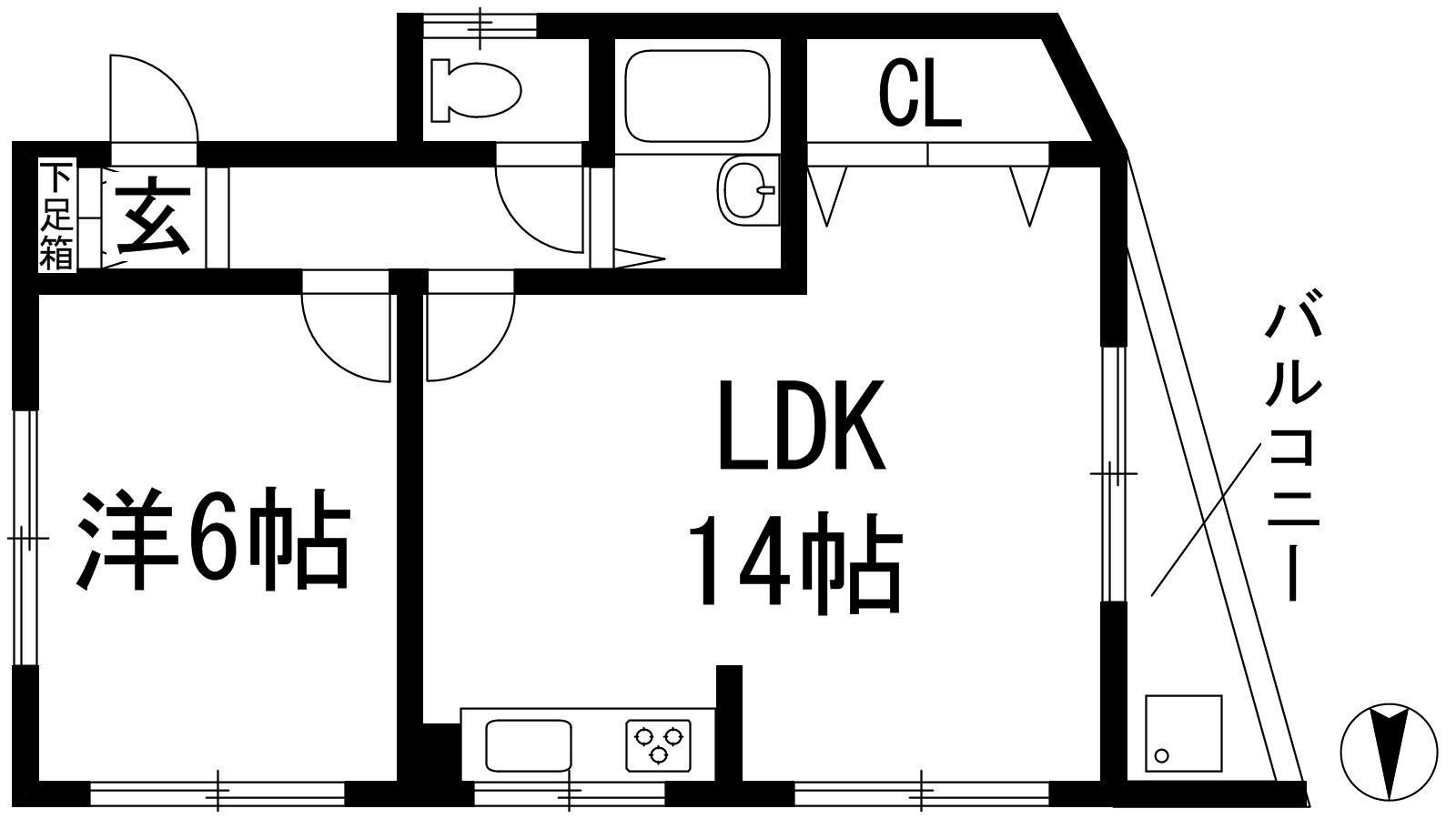 ハイツ後藤(1LDK/3階)の間取り写真