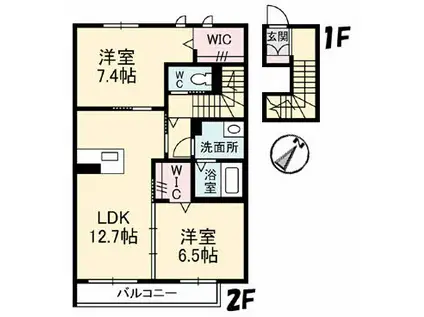 マンハイムドリット(2LDK/2階)の間取り写真