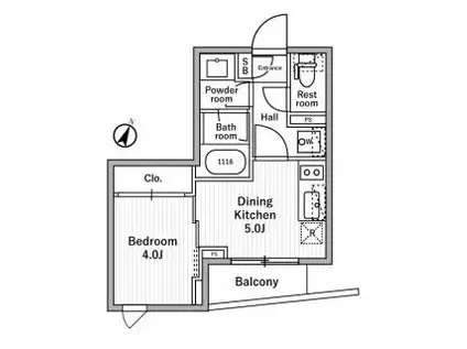 NIDO MOTOHASUNUMA(1DK/5階)の間取り写真