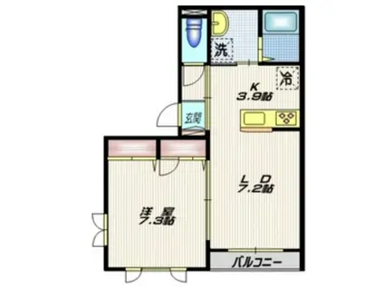 ブライト白金高輪(1LDK/4階)の間取り写真