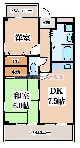 スタンドアップ忍ヶ丘(2DK/3階)の間取り写真